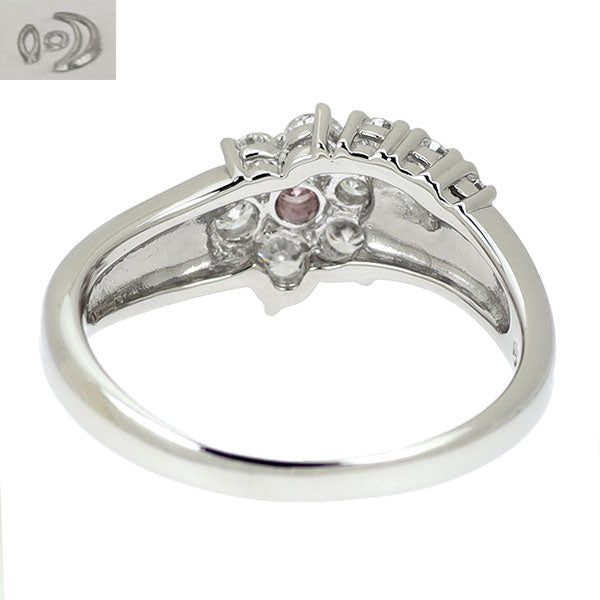 田崎真珠 Pt900 天然ピンク/カラーレス ダイヤモンド リング 0.48ct 希少 フラワー