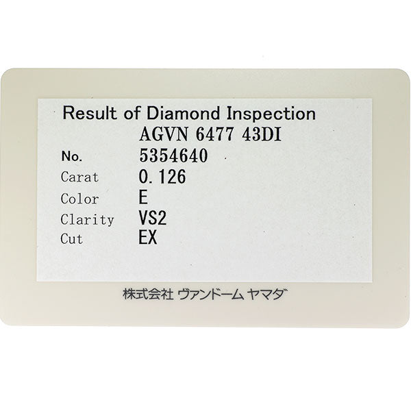 Vendome Aoyama K18YG Diamond Pendant Necklace 0.126ct E VS2 EX D0.06ct