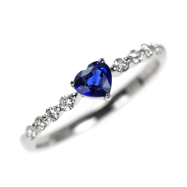 Pt900 ハートシェイプ サファイア ダイヤモンド リング 0.44ct D0.20ct