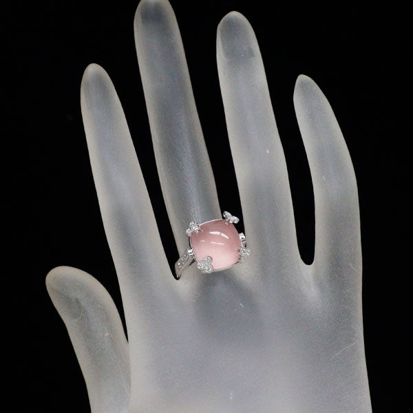 Ponte Vecchio K18WG Rose Quartz Diamond Ring D0.21ct