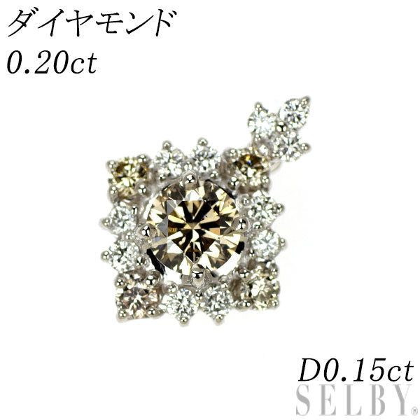 K18WG ダイヤモンド ペンダントトップ 0.20ct D0.15ct