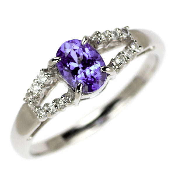 Pt900 Tanzanite Diamond Ring 0.86ct D0.10ct