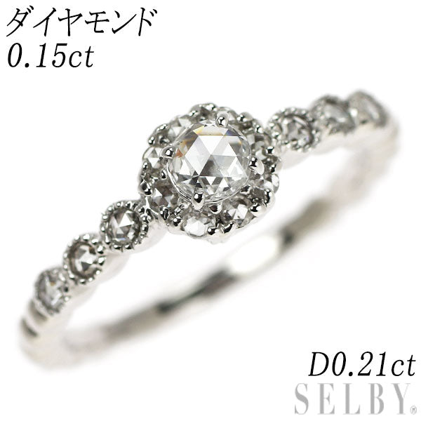 K18WG Rose Cut Diamond Ring 0.15ct D0.21ct