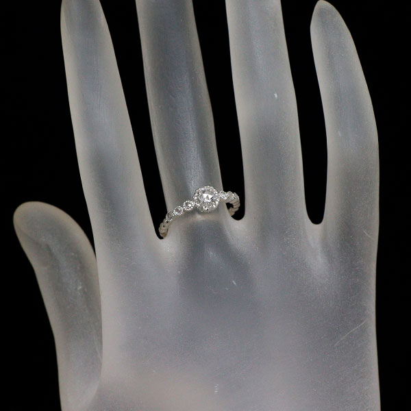 K18WG Rose Cut Diamond Ring 0.15ct D0.21ct