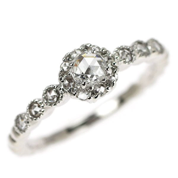 K18WG Rose Cut Diamond Ring 0.15ct D0.21ct
