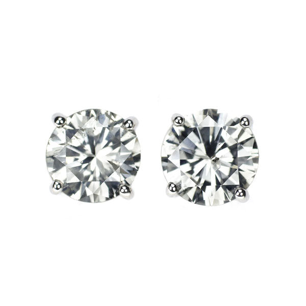 Pt900 Diamond Earrings 1.058ct H SI2 G