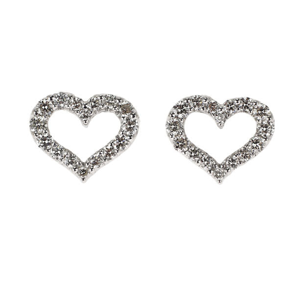 K18WG ダイヤモンド ピアス 0.32ct ハート