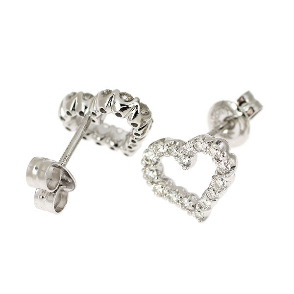 K18WG ダイヤモンド ピアス 0.32ct ハート