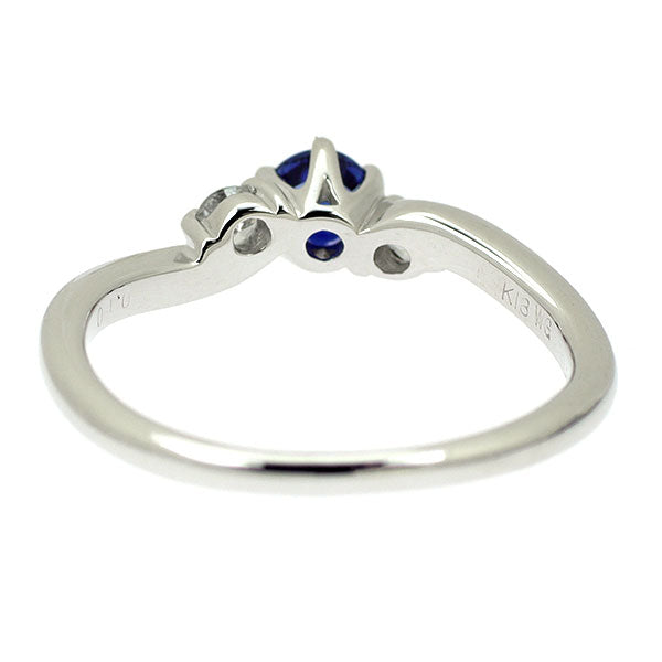 K18WG サファイア ダイヤモンド リング 0.317ct D0.10ct