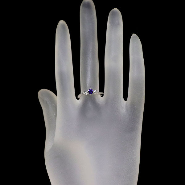 K18WG サファイア ダイヤモンド リング 0.317ct D0.10ct
