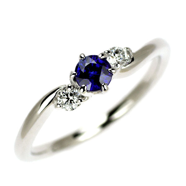 K18WG サファイア ダイヤモンド リング 0.317ct D0.10ct