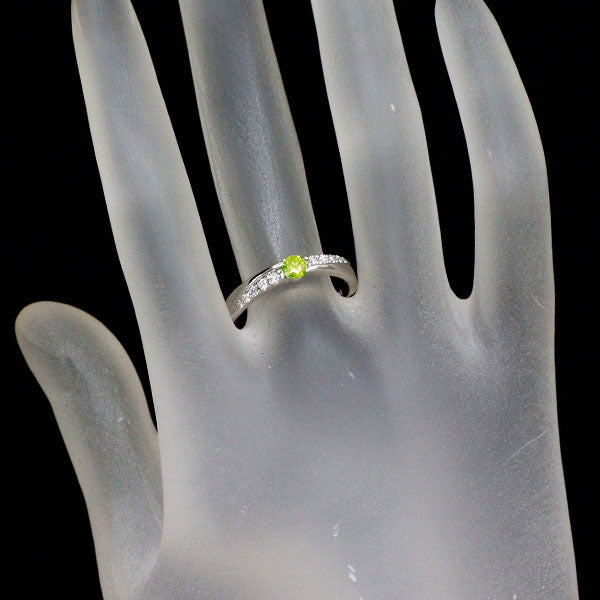 Pt900 Apple Green Diamond Ring 0.207ct D0.16ct