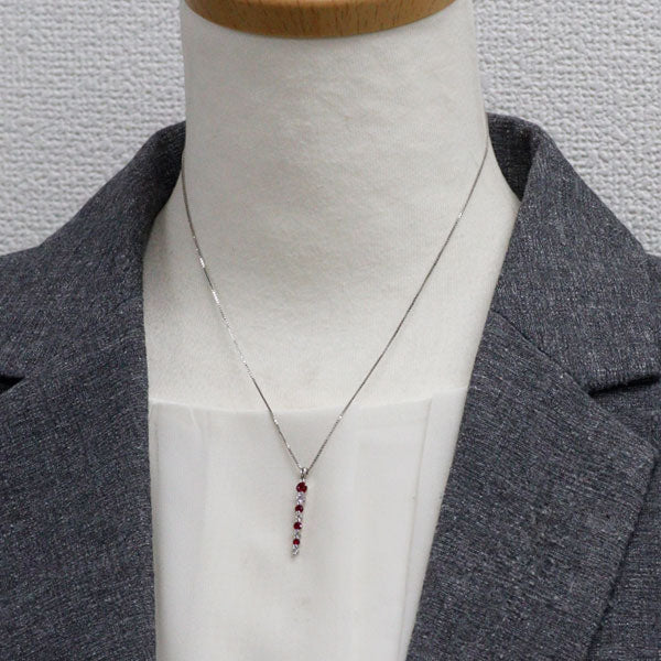 Pt900/ Pt850 ルビー ダイヤモンド ペンダントネックレス 0.37ct D0.23ct