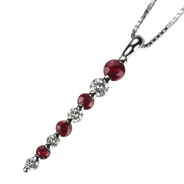 Pt900/ Pt850 ルビー ダイヤモンド ペンダントネックレス 0.37ct D0.23ct