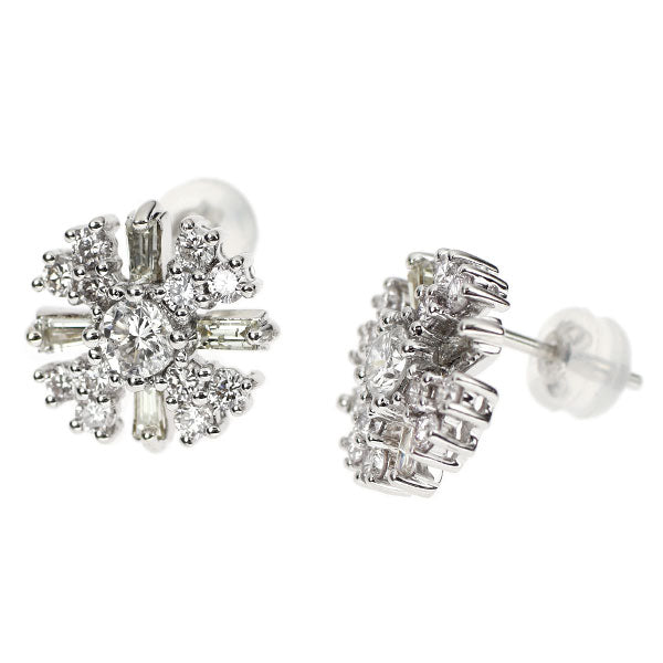 K18WG Diamond Earrings 1.78ct Snowflake