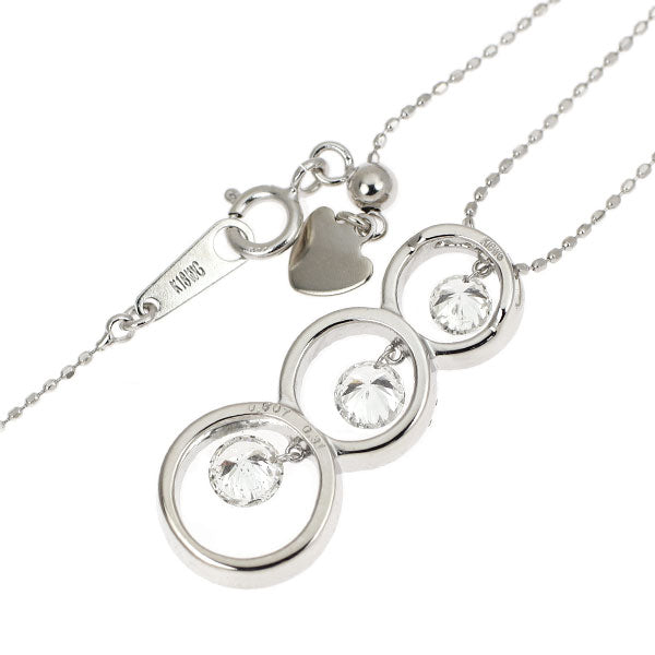 K18WG Diamond Pendant Necklace 0.807ct D0.31ct Three Stone