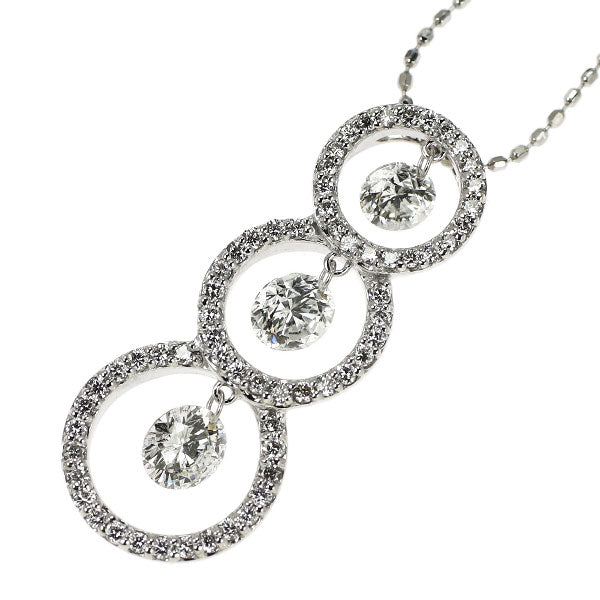 K18WG Diamond Pendant Necklace 0.807ct D0.31ct Three Stone