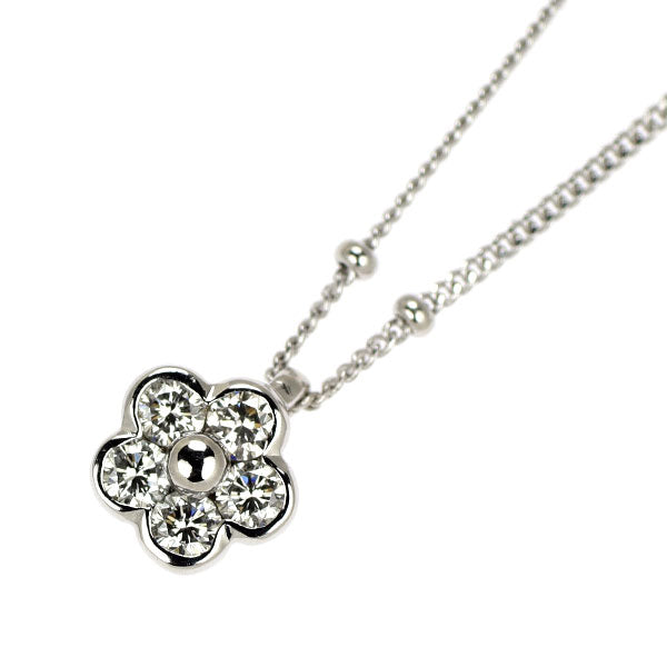 K18WG ダイヤモンド ペンダントネックレス 0.20ct フラワー