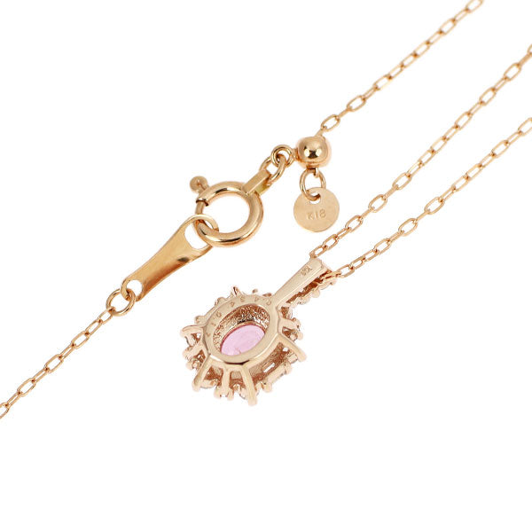 K18PG Pink Sapphire Diamond Pendant Necklace 0.434ct D0.17ct