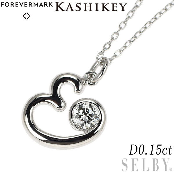 Kashikei/Forevermark K18WG Diamond Pendant Necklace 0.15ct Initial "E"