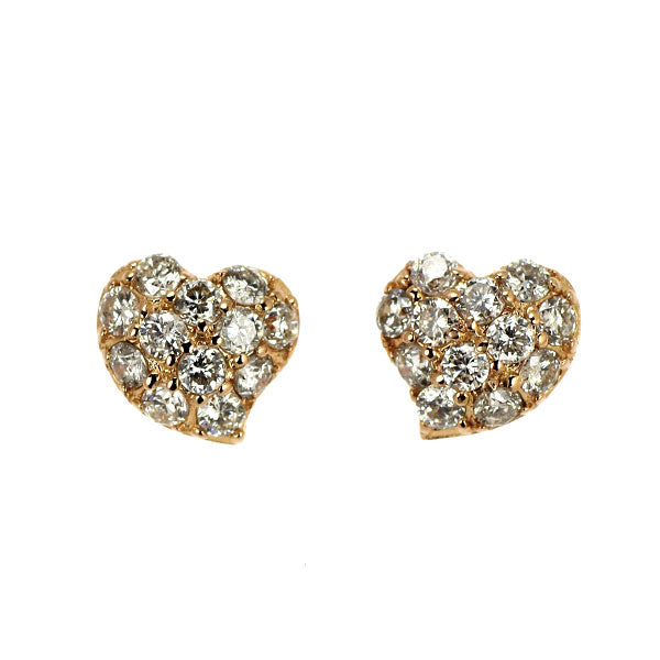 K18PG Diamond Earrings 0.34ct Heart Pave