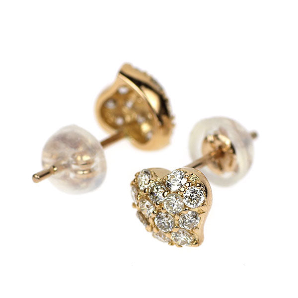 K18PG Diamond Earrings 0.34ct Heart Pave