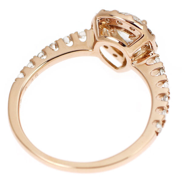 K18PG Pear Shape Rose Cut Diamond Ring 0.36ct D0.45ct