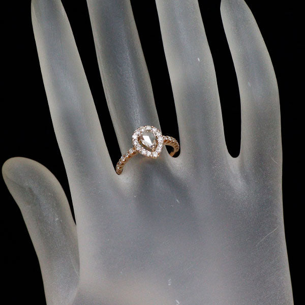 K18PG Pear Shape Rose Cut Diamond Ring 0.36ct D0.45ct