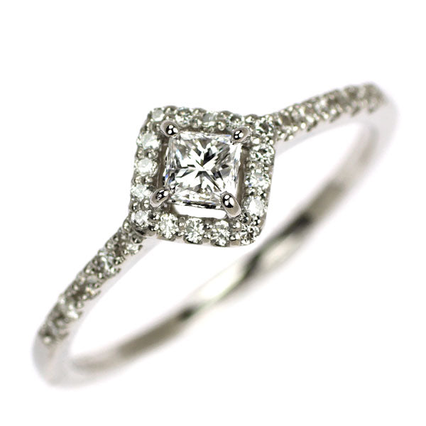 Pt900 プリンセスカット ダイヤモンド リング 0.217ct D SI2 D0.15ct