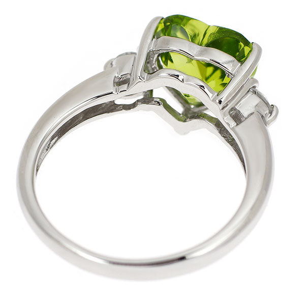 Pt900 ハートシェイプ ペリドット ダイヤモンド リング 2.75ct D0.21ct
