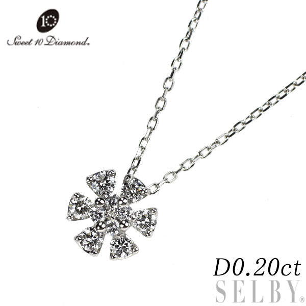 スイート10 Pt900/ Pt850 ダイヤモンド ペンダントネックレス 0.20ct フラワー