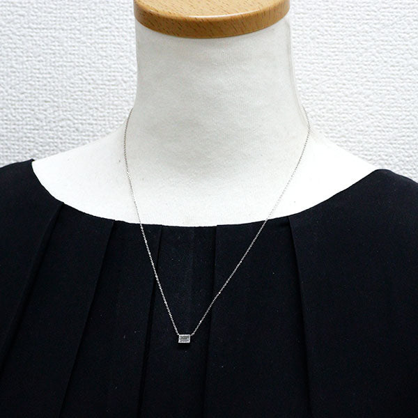 新品 Pt950/ Pt850 バゲット ダイヤモンド ペンダントネックレス 0.570ct H VS1【エスコレ】鍛造ミルグレイン