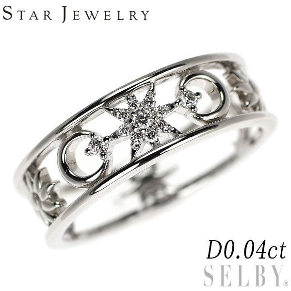 スタージュエリー K18WG ダイヤモンド リング 0.04ct MOON & SUN