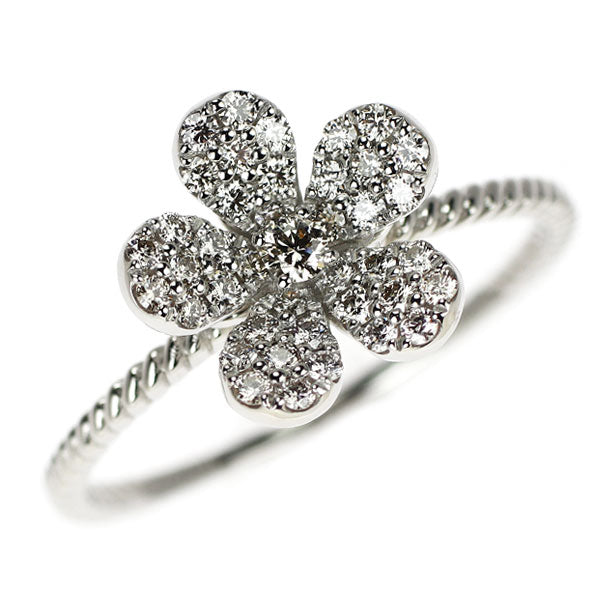 Pt950 H&C Diamond Ring 0.25ct Flower Pave