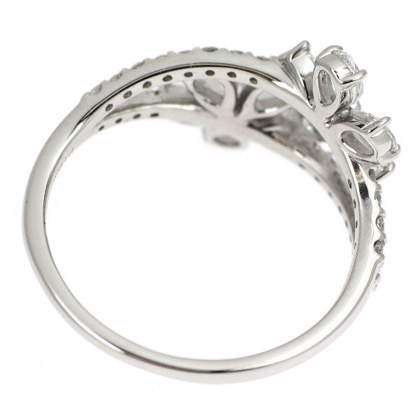 Pt900 ペアシェイプローズカット ダイヤモンド リング 0.78ct D0.18ct フラワー
