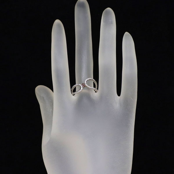 K18PG/Pt950 天然ピンク/カラーレス ダイヤモンド リング 0.094ct FDPP I1 D0.30ct