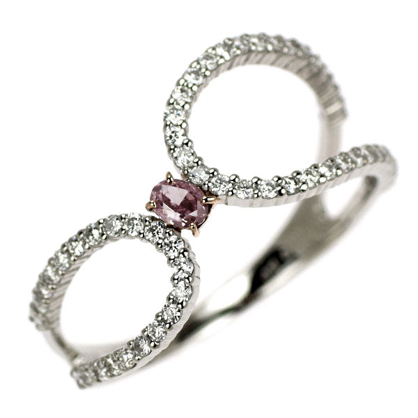 K18PG/Pt950 天然ピンク/カラーレス ダイヤモンド リング 0.094ct FDPP I1 D0.30ct