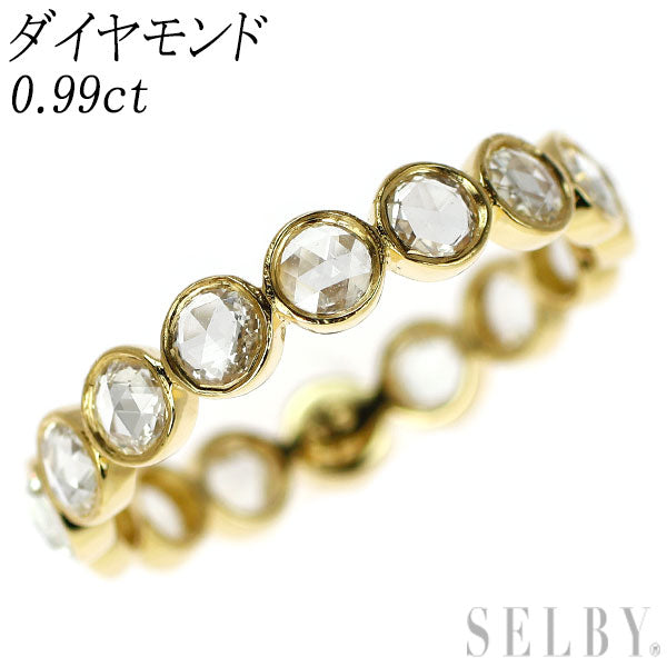 K18YG Rose Cut Diamond Ring 0.99ct Semi-Eternity
