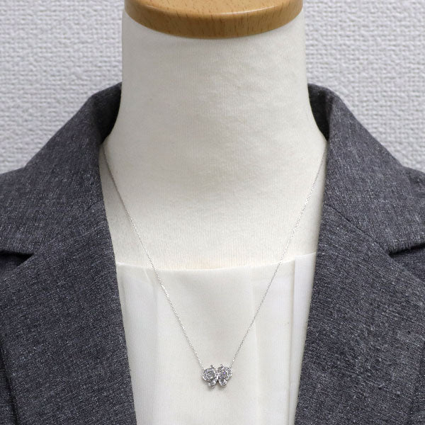 K18WG ダイヤモンド ペンダントネックレス 0.55ct 蝶