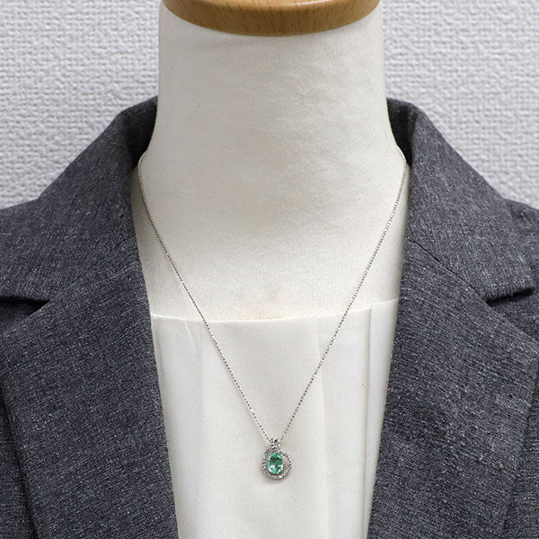 K18WG パライバトルマリン ダイヤモンド ペンダントネックレス 0.80ct D0.17ct