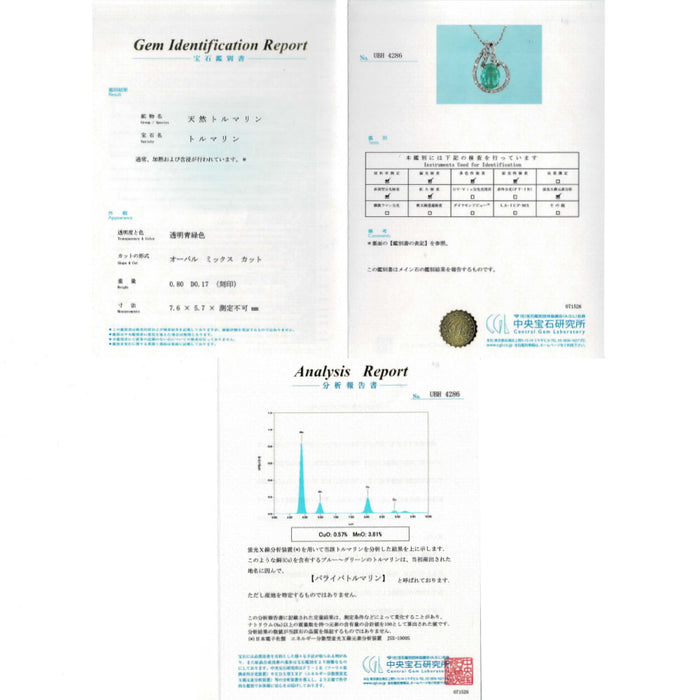 K18WG パライバトルマリン ダイヤモンド ペンダントネックレス 0.80ct D0.17ct