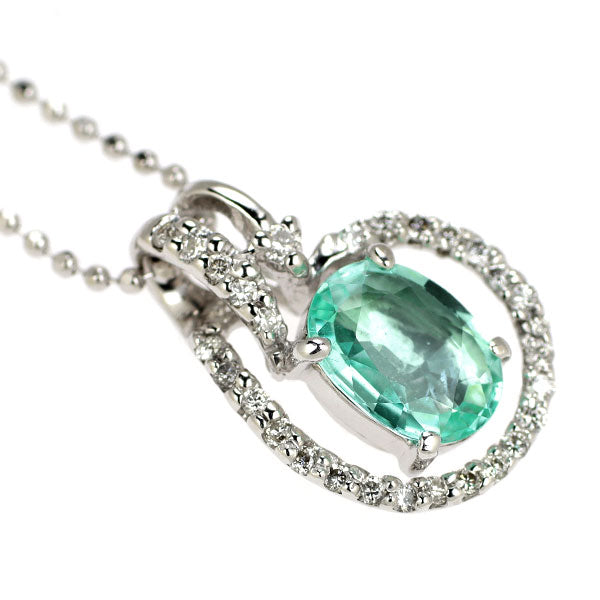 K18WG パライバトルマリン ダイヤモンド ペンダントネックレス 0.80ct D0.17ct