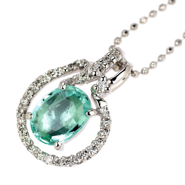 K18WG パライバトルマリン ダイヤモンド ペンダントネックレス 0.80ct D0.17ct