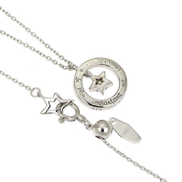 wish upon a star K18WG ダイヤモンド ペンダントネックレス 0.110ct D0.12ct 星の王子さま