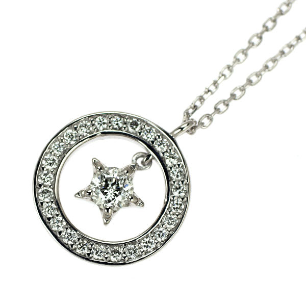 wish upon a star K18WG ダイヤモンド ペンダントネックレス 0.110ct D0.12ct 星の王子さま