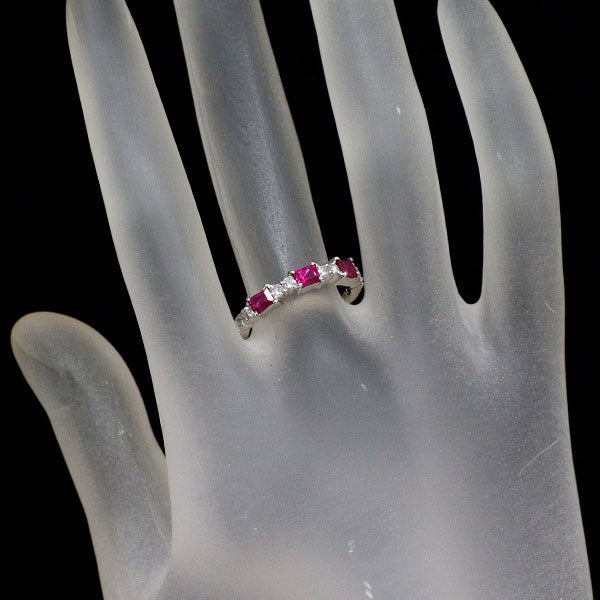 Pt900 ルビー ダイヤモンド リング 0.73ct D0.26ct ハーフエタニティ