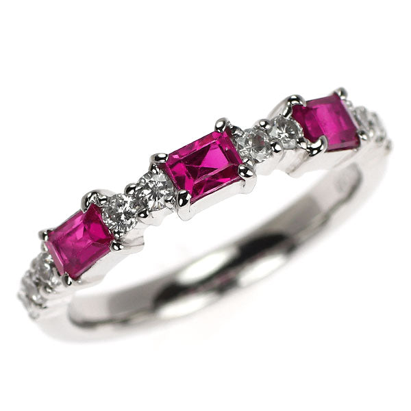 Pt900 ルビー ダイヤモンド リング 0.73ct D0.26ct ハーフエタニティ