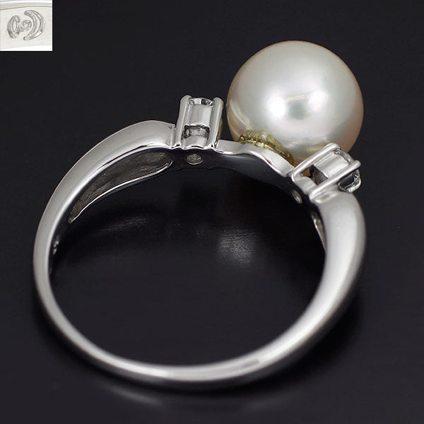 田崎真珠 Pt900 アコヤ真珠 ダイヤモンド リング 0.09ct 径約 8.0mm