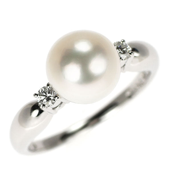 田崎真珠 Pt900 アコヤ真珠 ダイヤモンド リング 0.09ct 径約 8.0mm