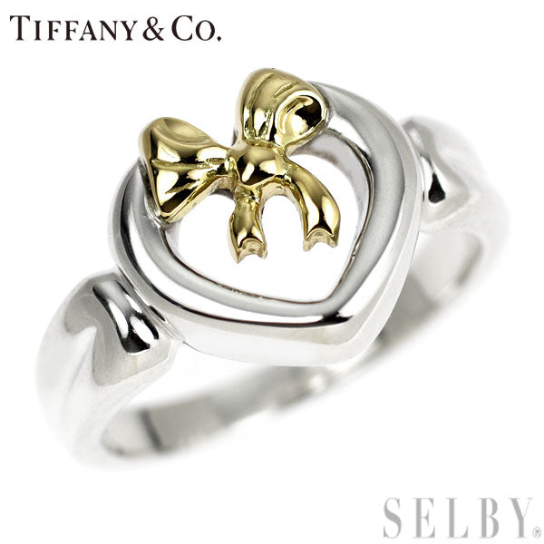 Tiffany & Co. SV/ K18YG Ring Ribbon Heart